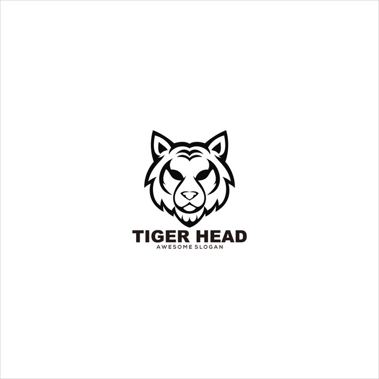 Vettore gratuito mascotte logo testa di tigre e sport