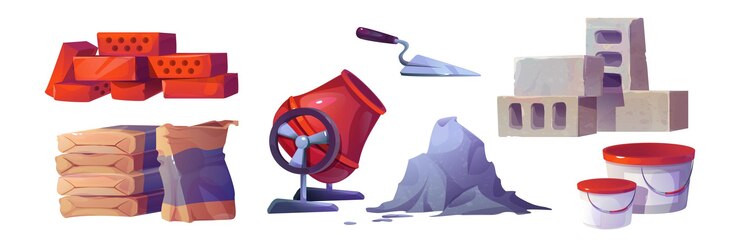 Vettore gratuito materiali da costruzione isolati su bianco
