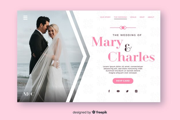 Matrimonio pagina di destinazione con modello di foto