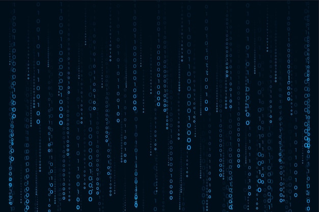 Matrix stile codice binario numeri cadenti digitali sfondo blu