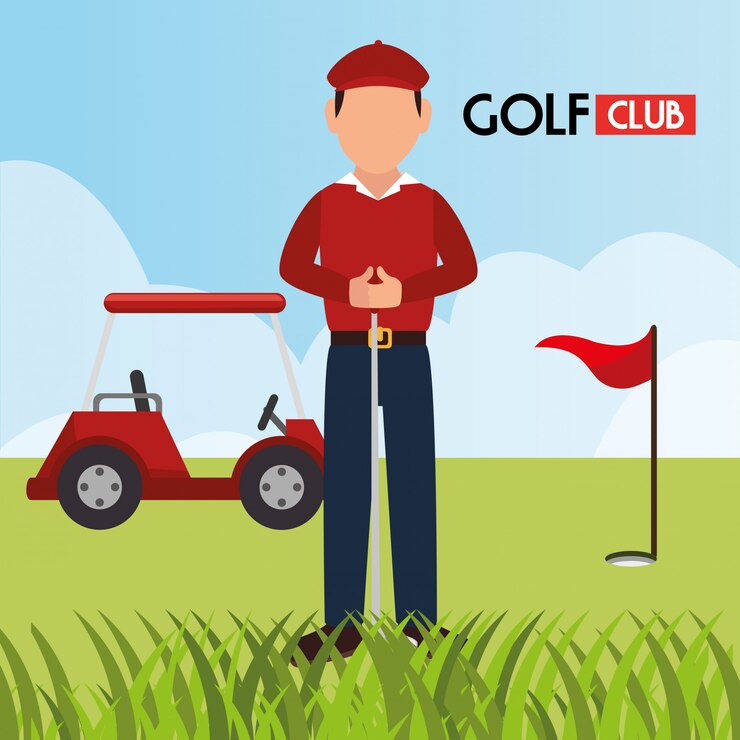 Vettore gratuito mazza da golf sportiva