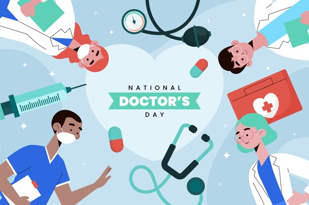 Medici disegnati a mano con sfondo di attrezzature