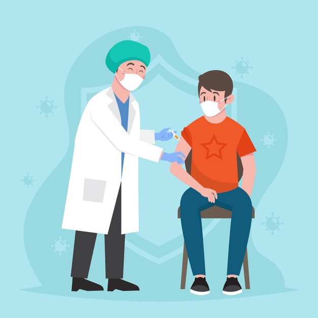 Medico che inietta il vaccino a un paziente