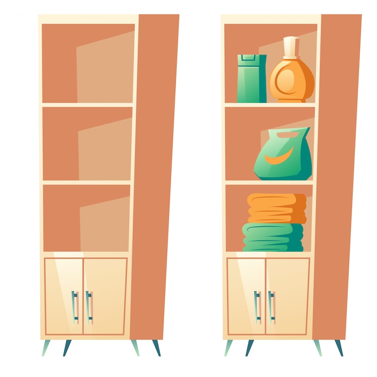 Vettore gratuito mensola bagno con ripiani per asciugamani, clip art