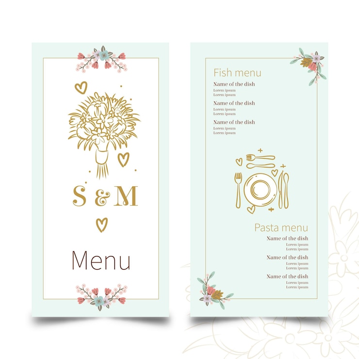 Vettore gratuito menu anniversario di matrimonio