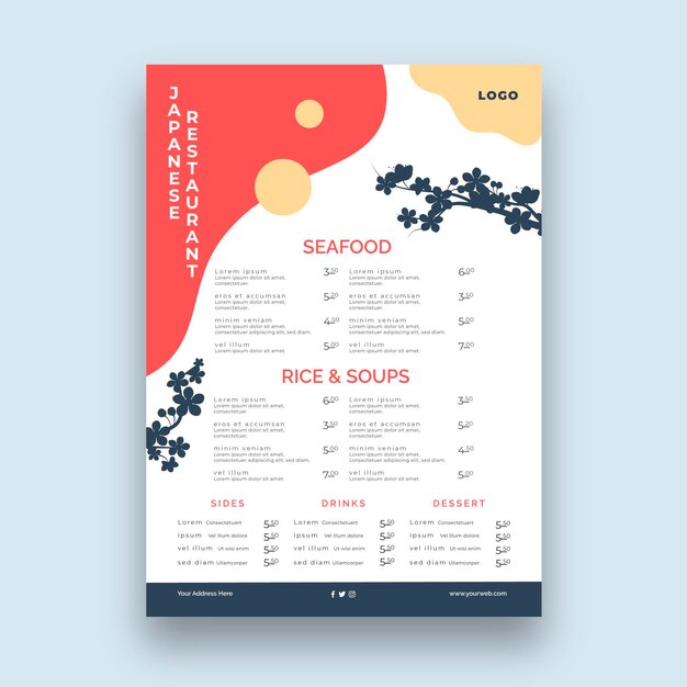 Menu del ristorante giapponese