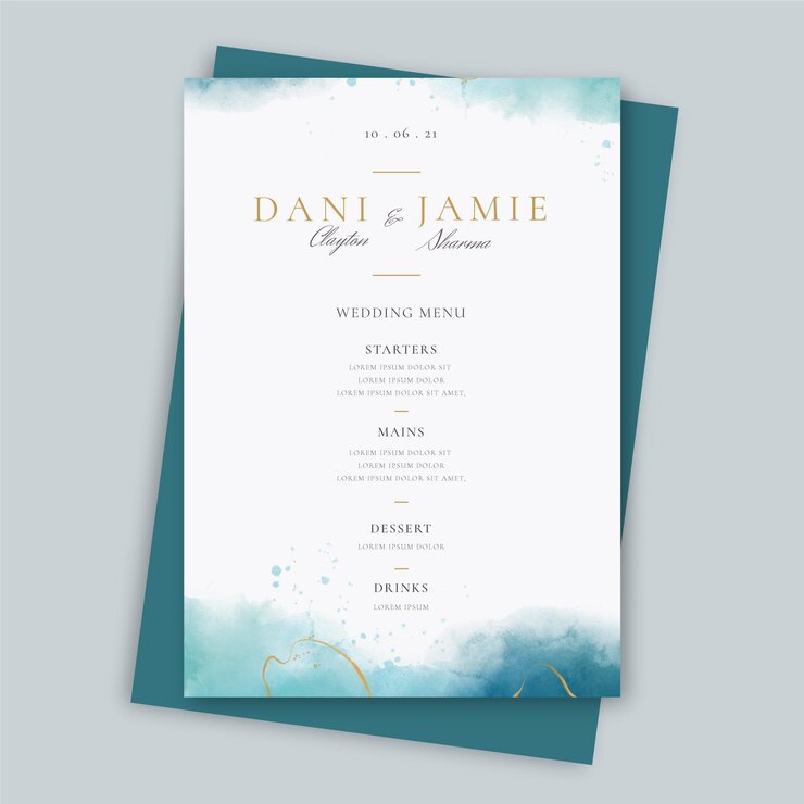 Vettore gratuito menu del ristorante matrimonio creativo