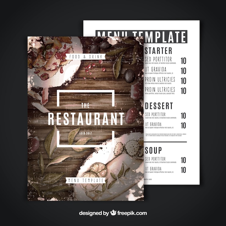Vettore gratuito menu del ristorante moderno