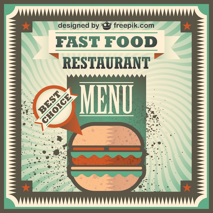 Vettore gratuito menu design retrò fast food