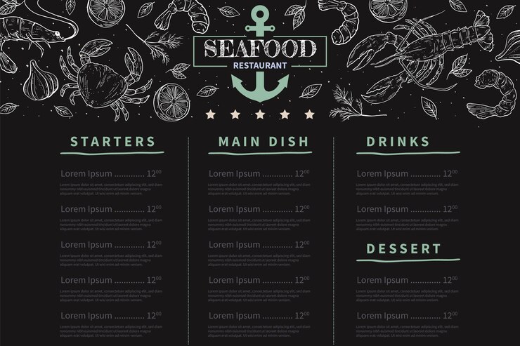 Vettore gratuito menu lavagna disegnata a mano per ristorante