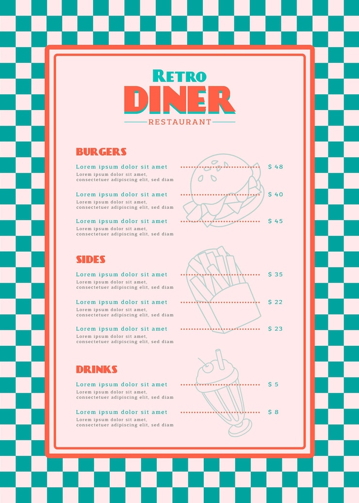 Vettore gratuito menu ristorante digitale