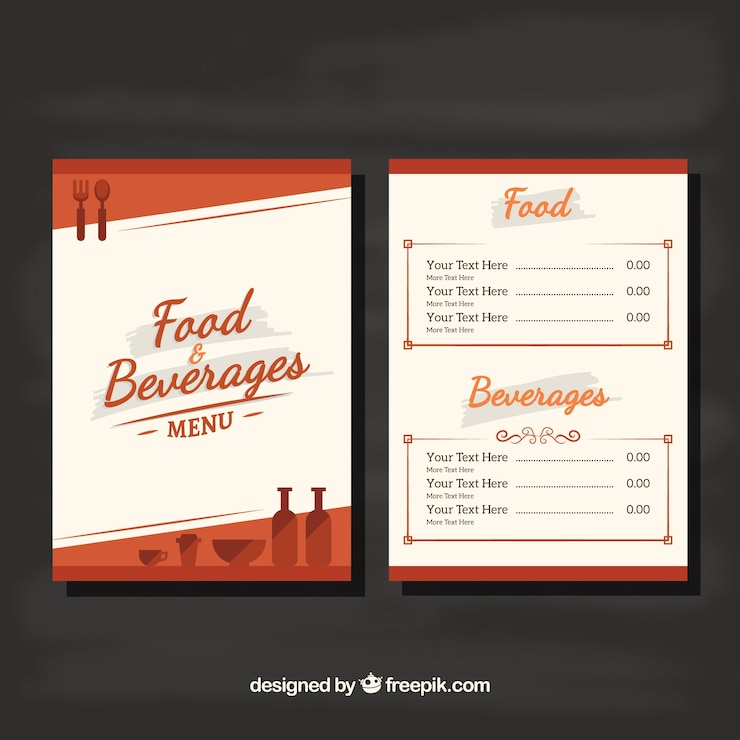 Vettore gratuito menu ristorante vintage