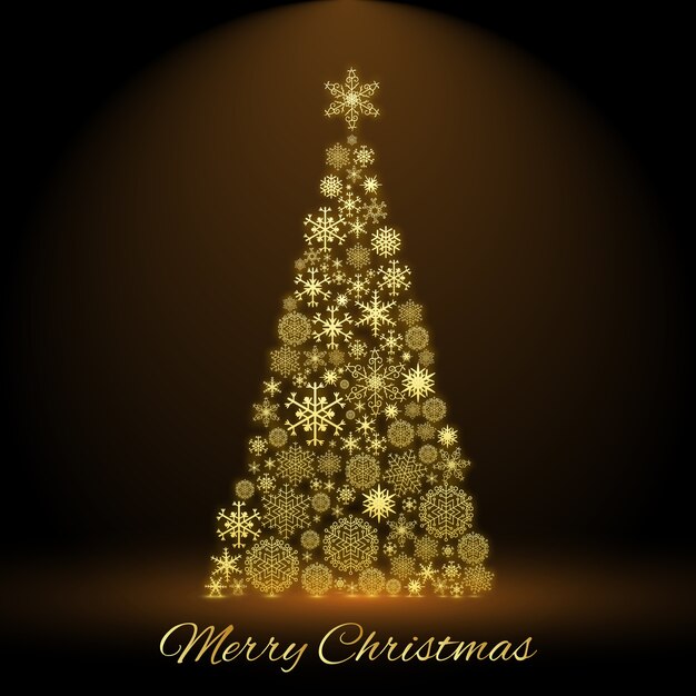 Merry Christmas card con albero di abete decorato nel mezzo