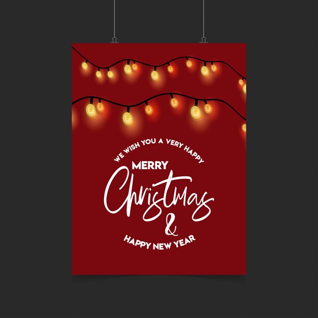 Merry Christmas Red Decoration Ligh Poster modello
