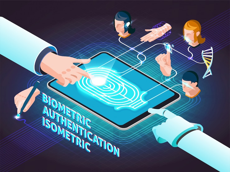Vettore gratuito metodi di autenticazione biometrica composizione isometrica