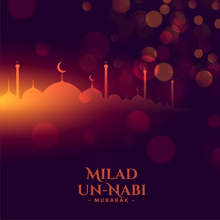 Vettore gratuito milad un nabi incandescente festival card design