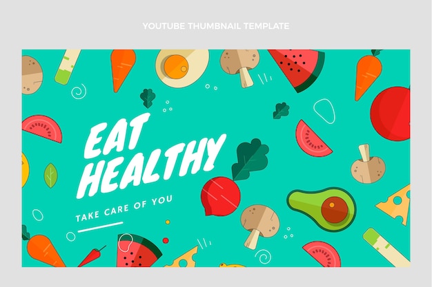 Miniatura di YouTube con cibo dal design piatto