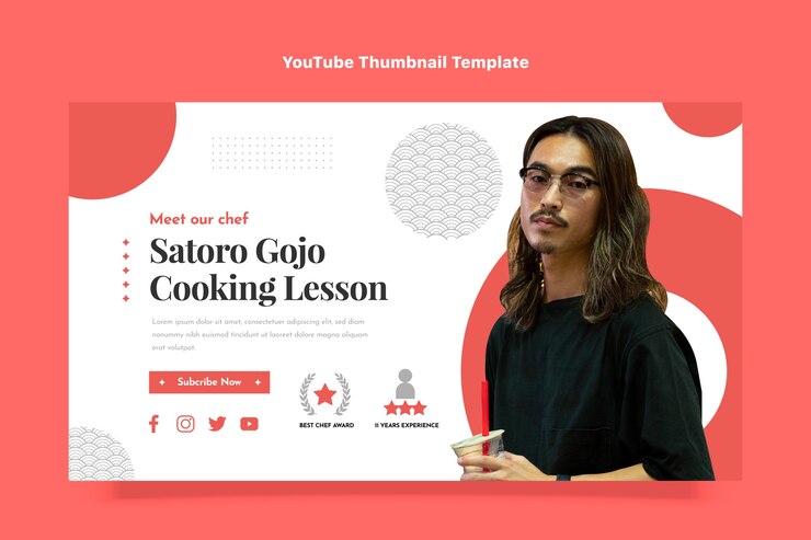 Vettore gratuito miniatura di youtube con cibo dal design piatto