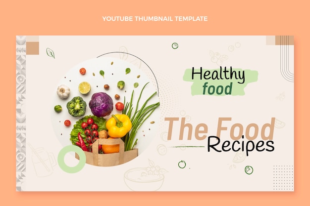 Miniatura di YouTube con cibo dal design piatto