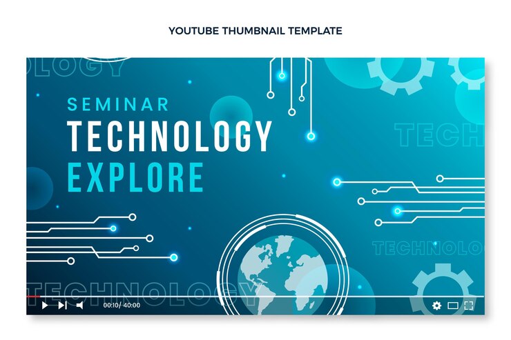 Vettore gratuito miniatura di youtube con tecnologia minima piatta