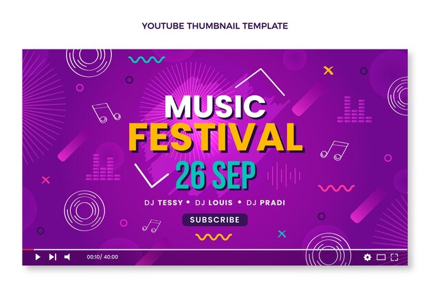Miniatura di YouTube del festival musicale colorato disegnato a mano