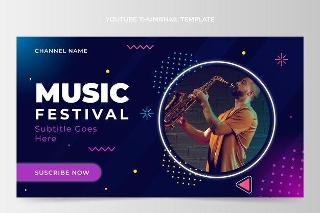 Miniatura di YouTube del festival musicale colorato sfumato