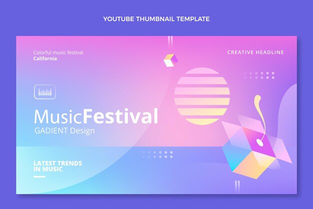 Miniatura di YouTube del festival musicale colorato sfumato