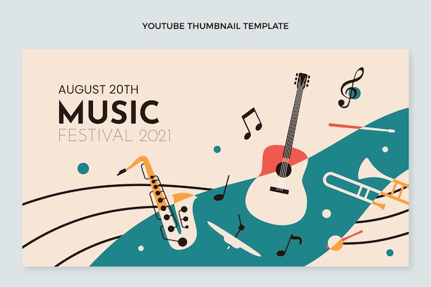 Miniatura di YouTube del festival musicale minimale piatto
