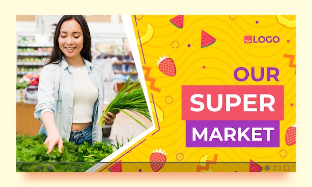 Miniatura di youtube del supermercato piatto