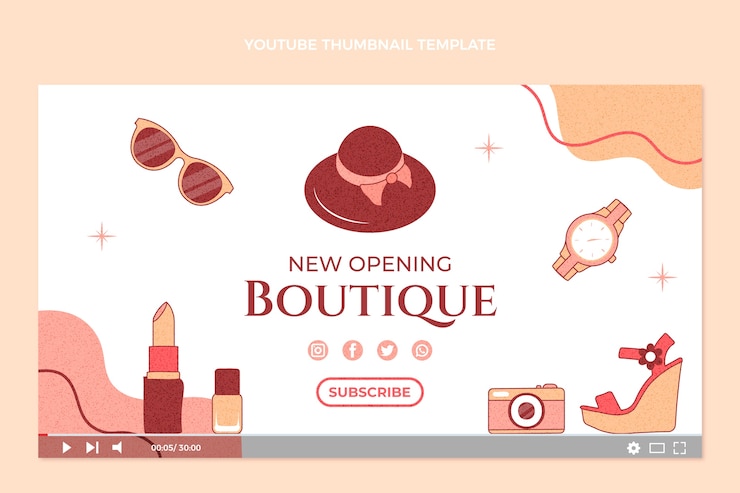 Vettore gratuito miniatura di youtube della boutique di texture disegnata a mano