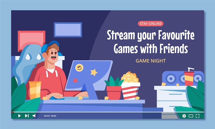 Vettore gratuito miniatura di youtube della serata di gioco