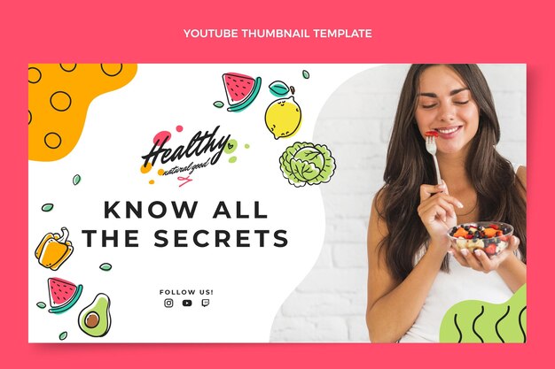 Miniatura di YouTube di cibo sano disegnato a mano
