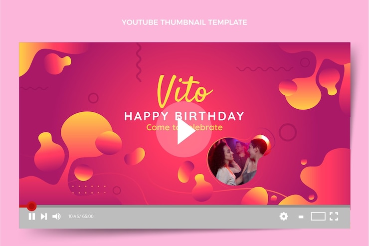 Vettore gratuito miniatura di youtube di compleanno fluido astratto sfumato
