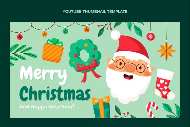 Miniatura di youtube di natale piatta disegnata a mano