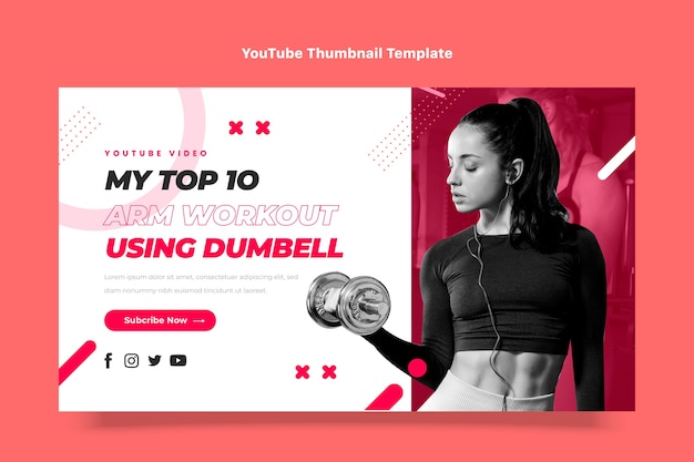 Miniatura di YouTube per fitness piatto