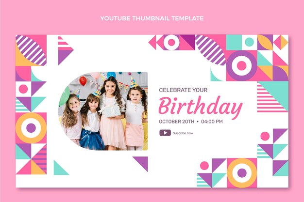 Miniatura di YouTube per il compleanno del mosaico di design piatto