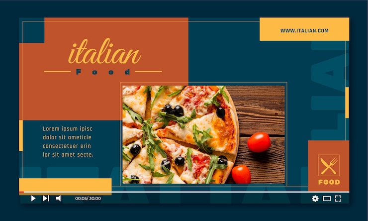 Vettore gratuito miniatura di youtube per il ristorante di cucina italiana tradizionale