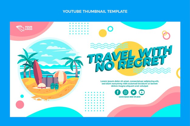 Miniatura di YouTube per le vacanze di viaggio di design piatto