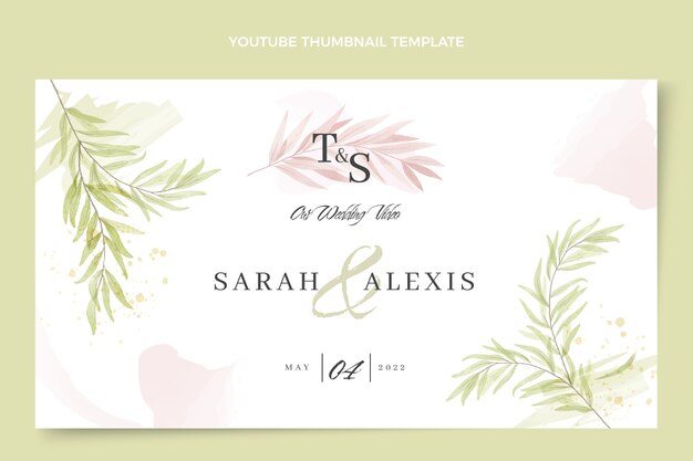 Miniatura di YouTube per matrimonio disegnato a mano ad acquerello