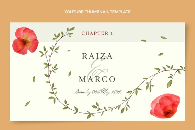 Miniatura di YouTube per matrimonio floreale ad acquerello