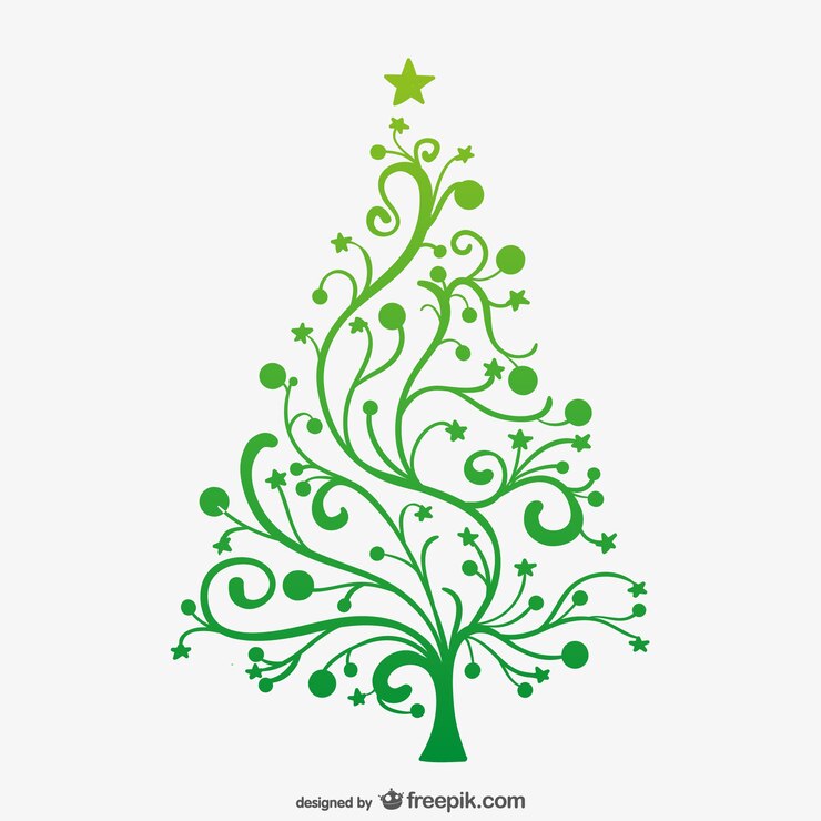 Vettore gratuito minimalista verde albero di natale