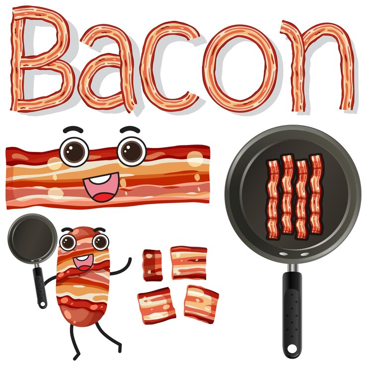 Vettore gratuito mix set di pancetta grigliata