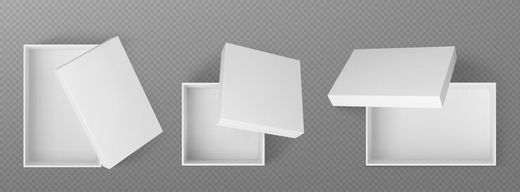 Vettore gratuito mockup 3d di scatole bianche aperte vista superiore