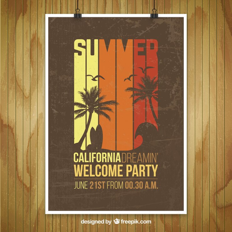 Vettore gratuito mockup dell'estate party poster