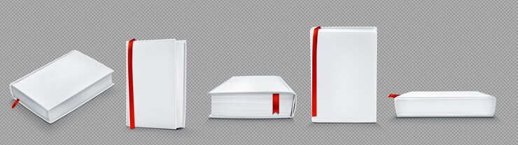 Vettore gratuito mockup di libri di carta bianca con copertina bianca