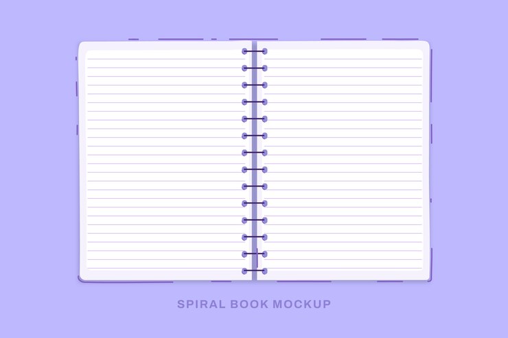 Vettore gratuito mockup di libro a spirale design piatto
