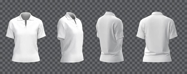 mockup di polo bianca femminile in una vista diversa