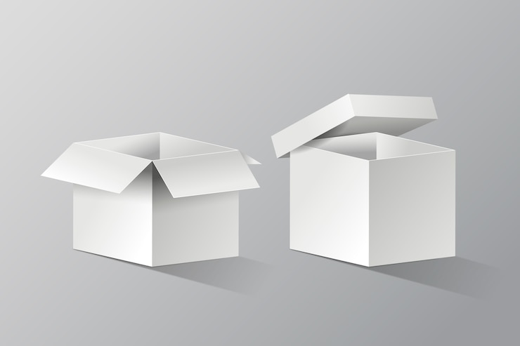 Vettore gratuito mockup di scatola cubo realistico