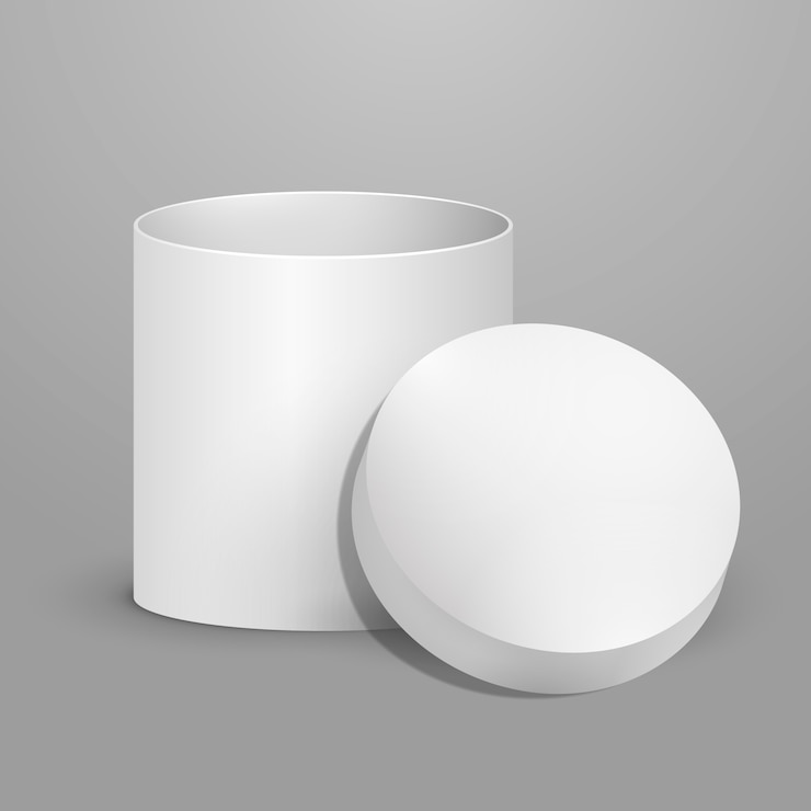 Vettore gratuito mockup di scatola rotonda realistica