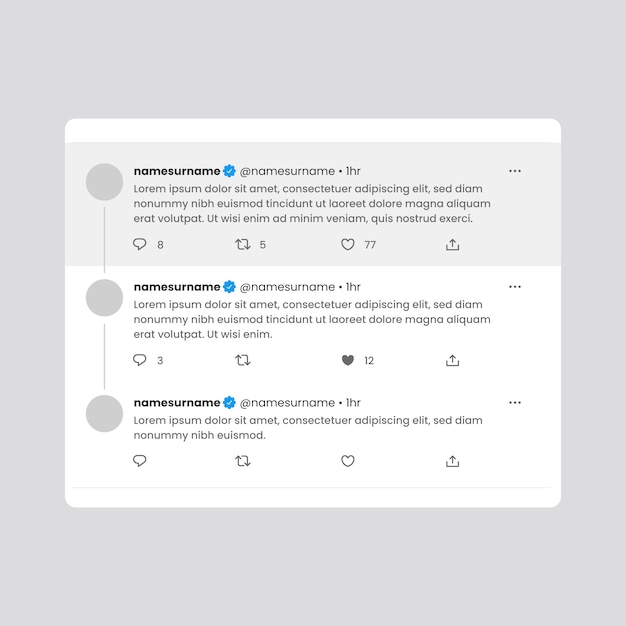Mockup di tweet dal design piatto